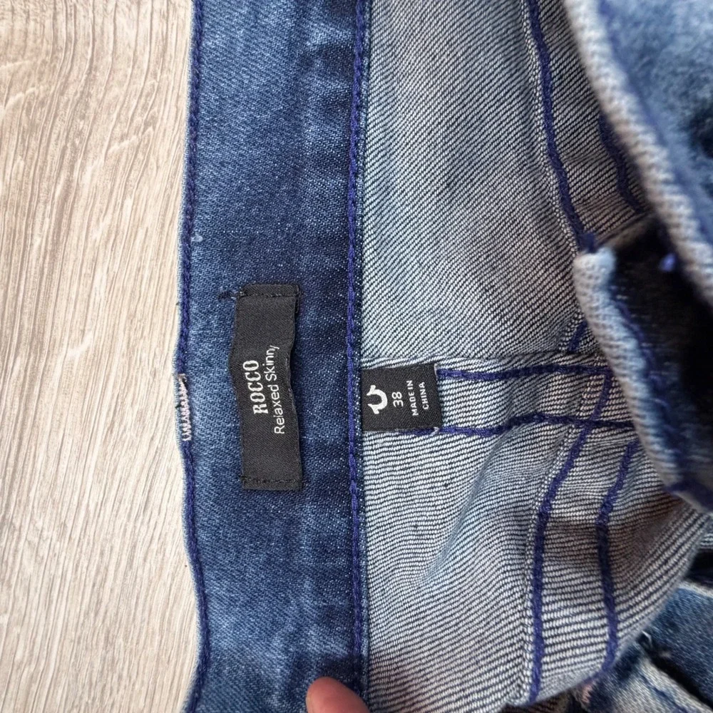 True Religion Rocco‎ Relaxed Skinny Jeans Medium Blue Flap Pocket Mens 38 107202